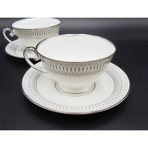 Tirschenreuth Bavaria The Elgin Teacup And Saucer Germany Silver Set of 2 - Picture 8 of 15
